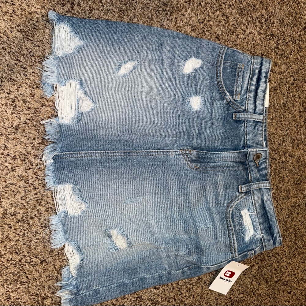 NWT Kancan Distressed Denim Mini Skirt